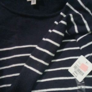 New Small blue and white stripe st John's bay sweater
